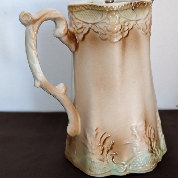 Tofts Antique Pitcher w/Pewter Lid, Victorian Pitcher, Tofts 19th Century - Picture 2 of 13